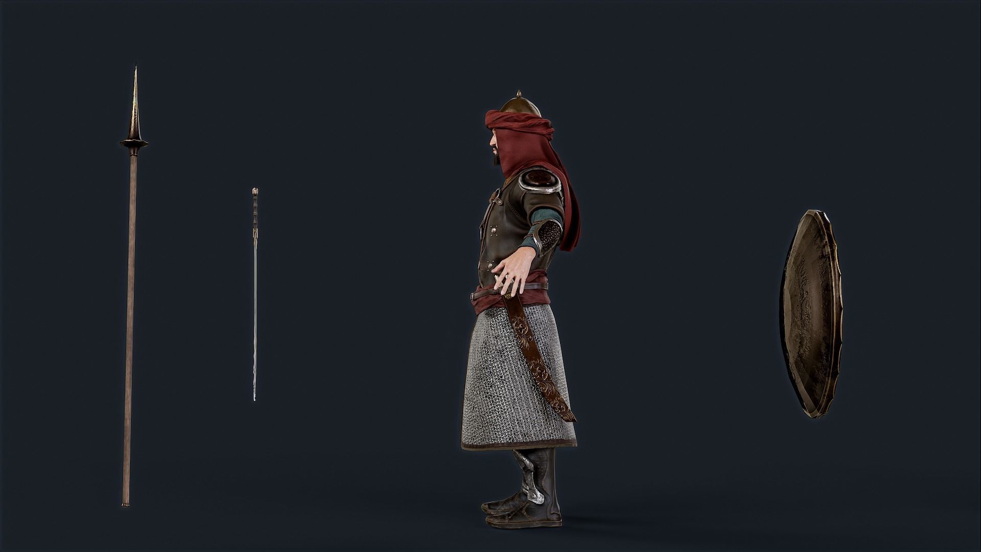Persian Warrior Low-poly 3D model_8