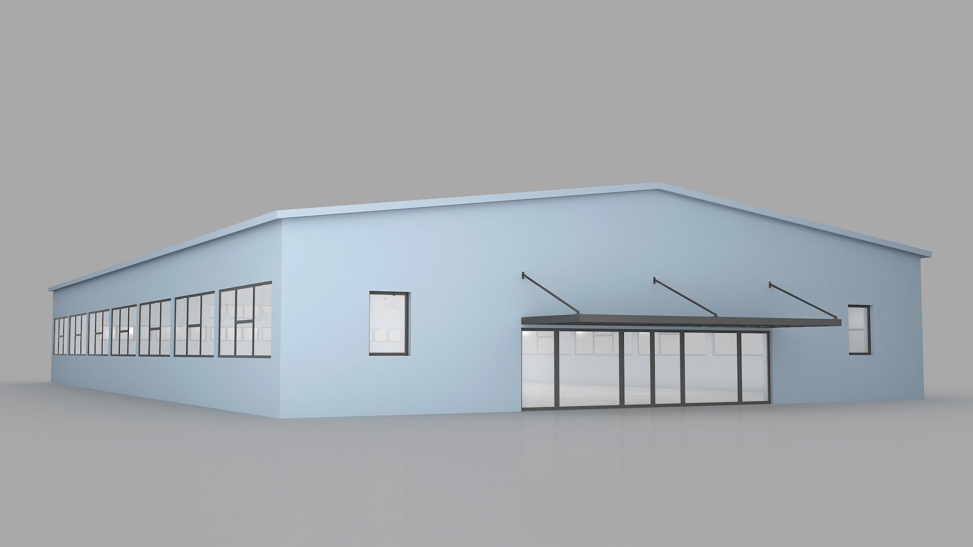 Warehouse industrial building 3D model_1