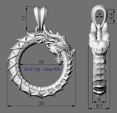Dragon Eating Its Own Tail 3D print model 3D print model_9