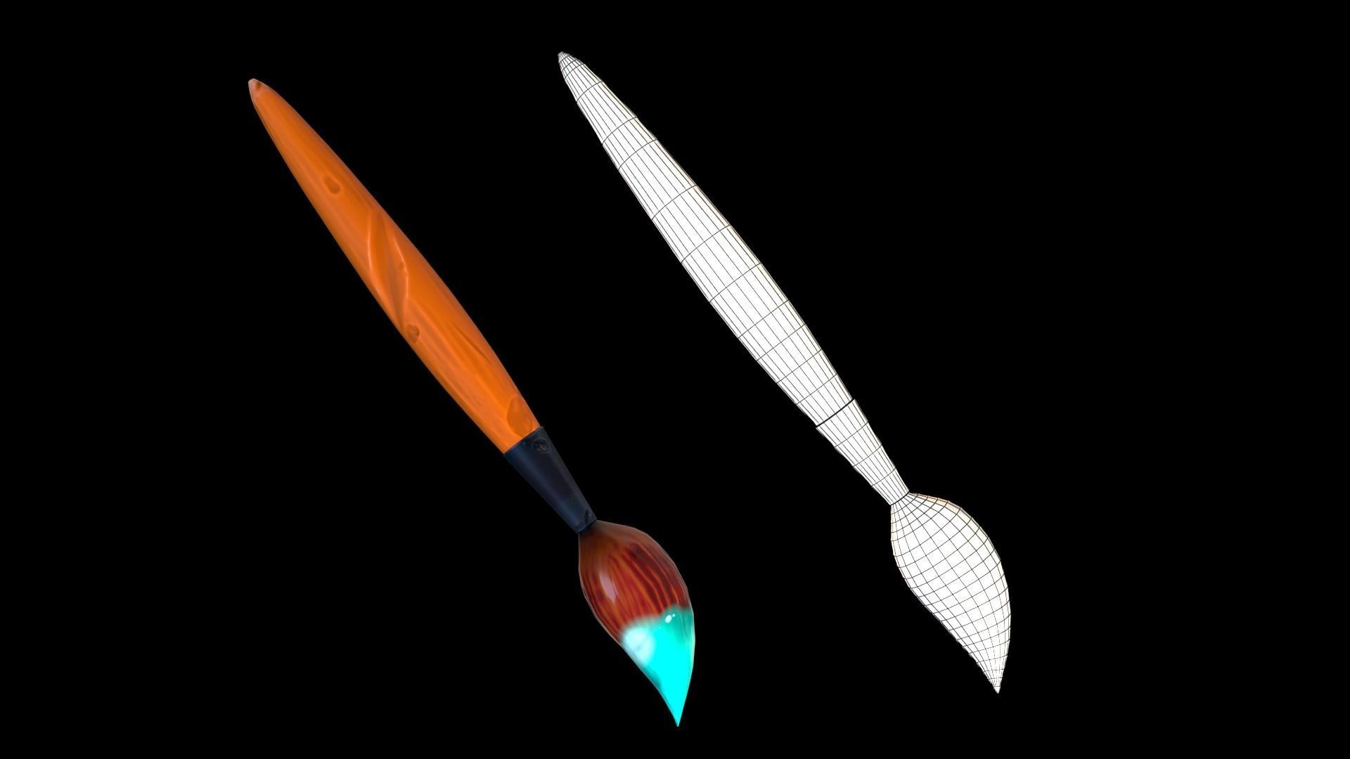 stylized Paint Brush  Low-poly 3D model_4