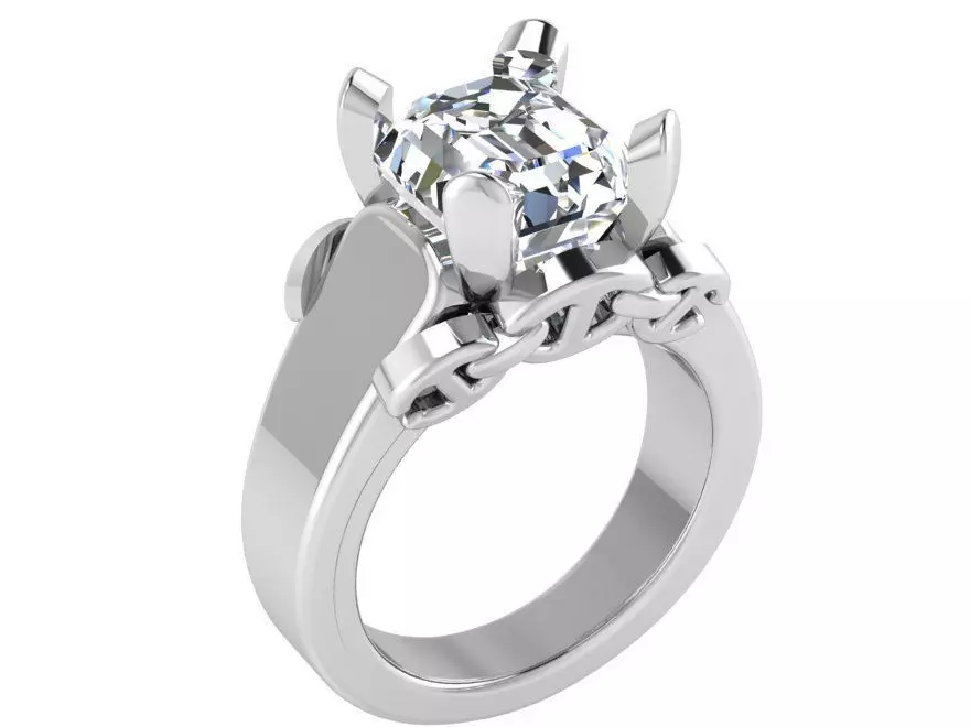 One stone diamond ring 2982 3D print model 3D print model_0