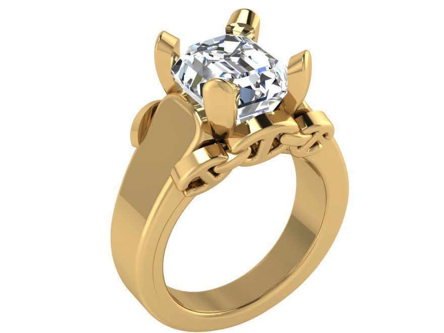 One stone diamond ring 2982 3D print model 3D print model_1