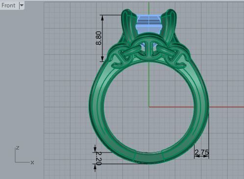 One stone diamond ring 2982 3D print model 3D print model_5