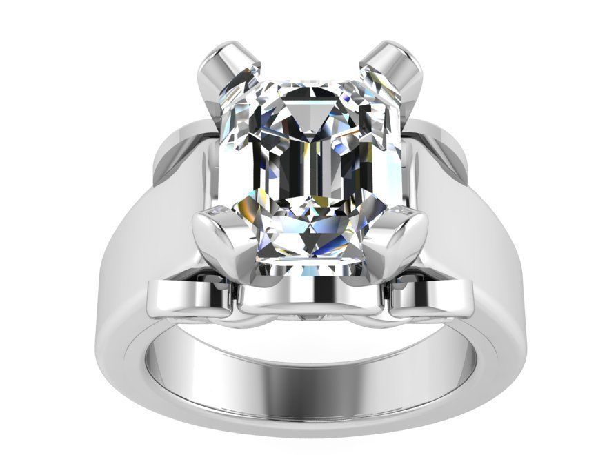 One stone diamond ring 2982 3D print model 3D print model_2