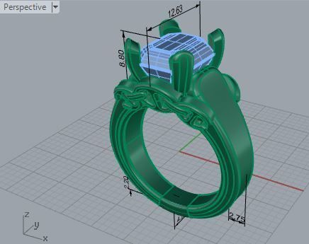 One stone diamond ring 2982 3D print model 3D print model_7