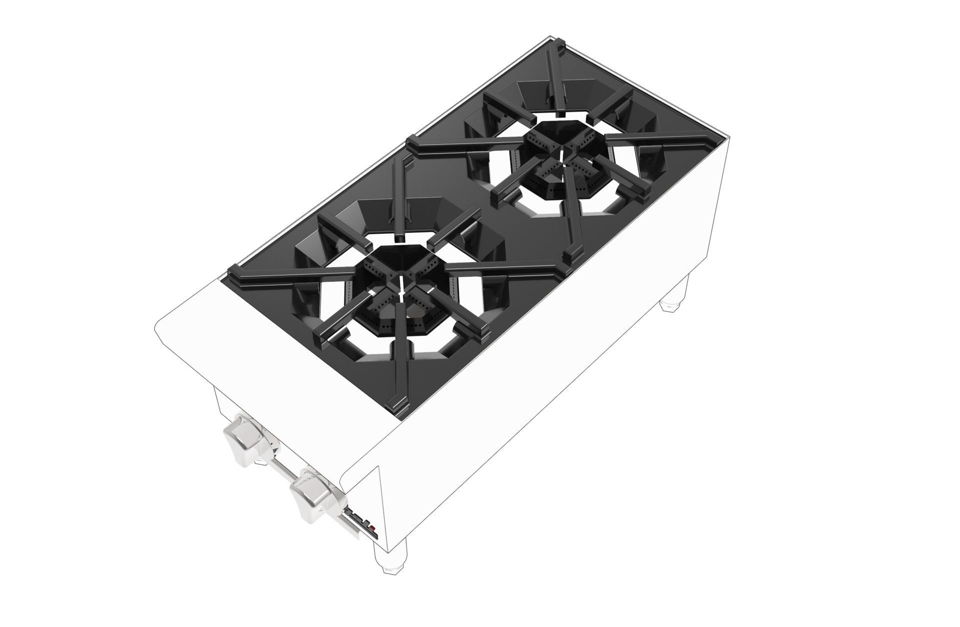 2 Burner Hot Plate 3D model_1