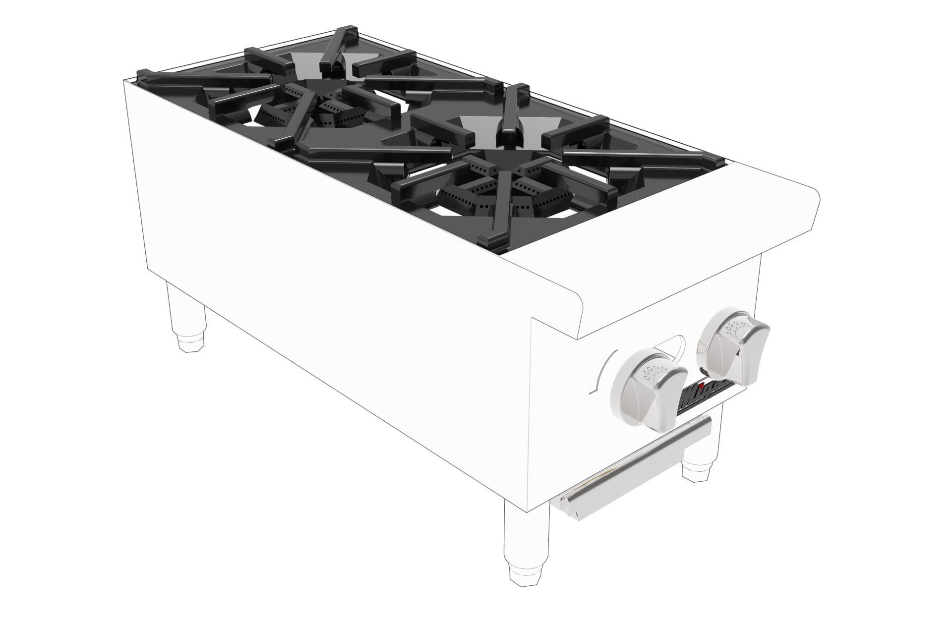 2 Burner Hot Plate 3D model_3