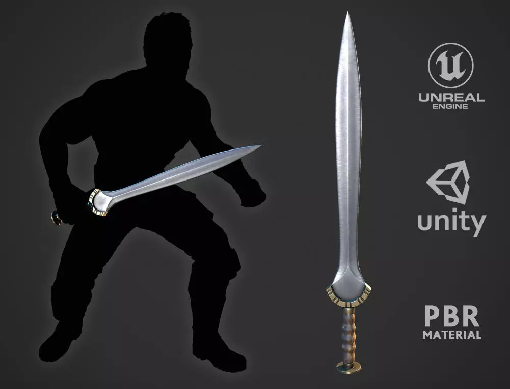 Celtic Sword Low-poly 3D model_0