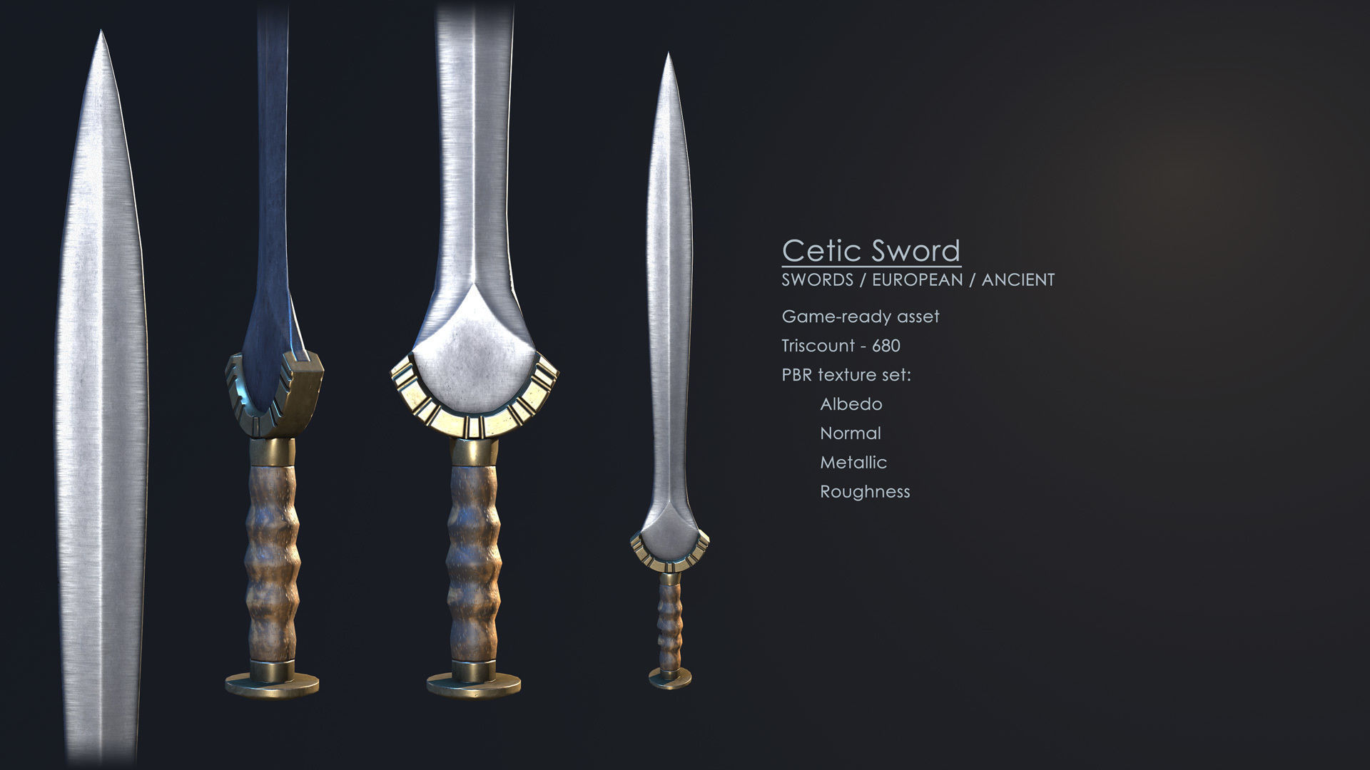 Celtic Sword Low-poly 3D model_1
