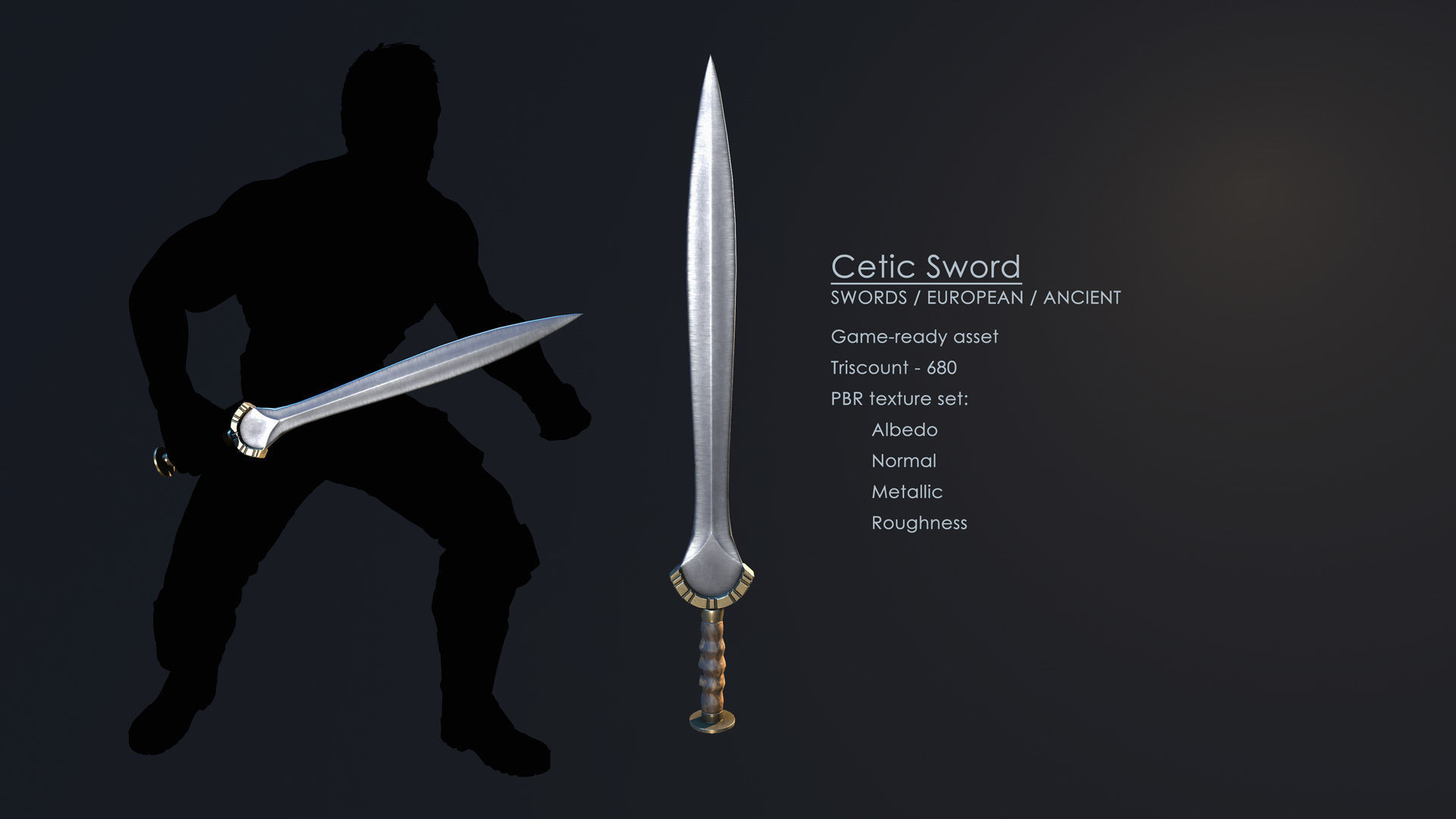 Celtic Sword Low-poly 3D model_2