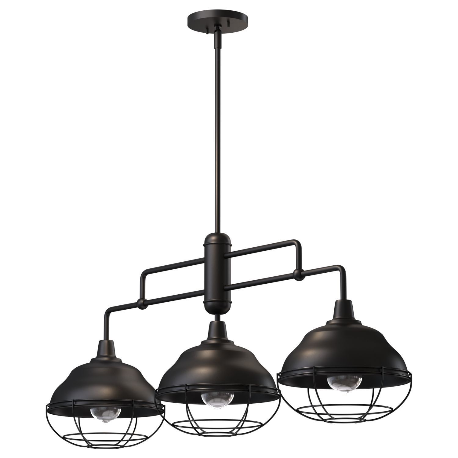 Levi Industrial Farmhouse Iron Linear LED Pendant by Jonathan Y Low-poly 3D model_3