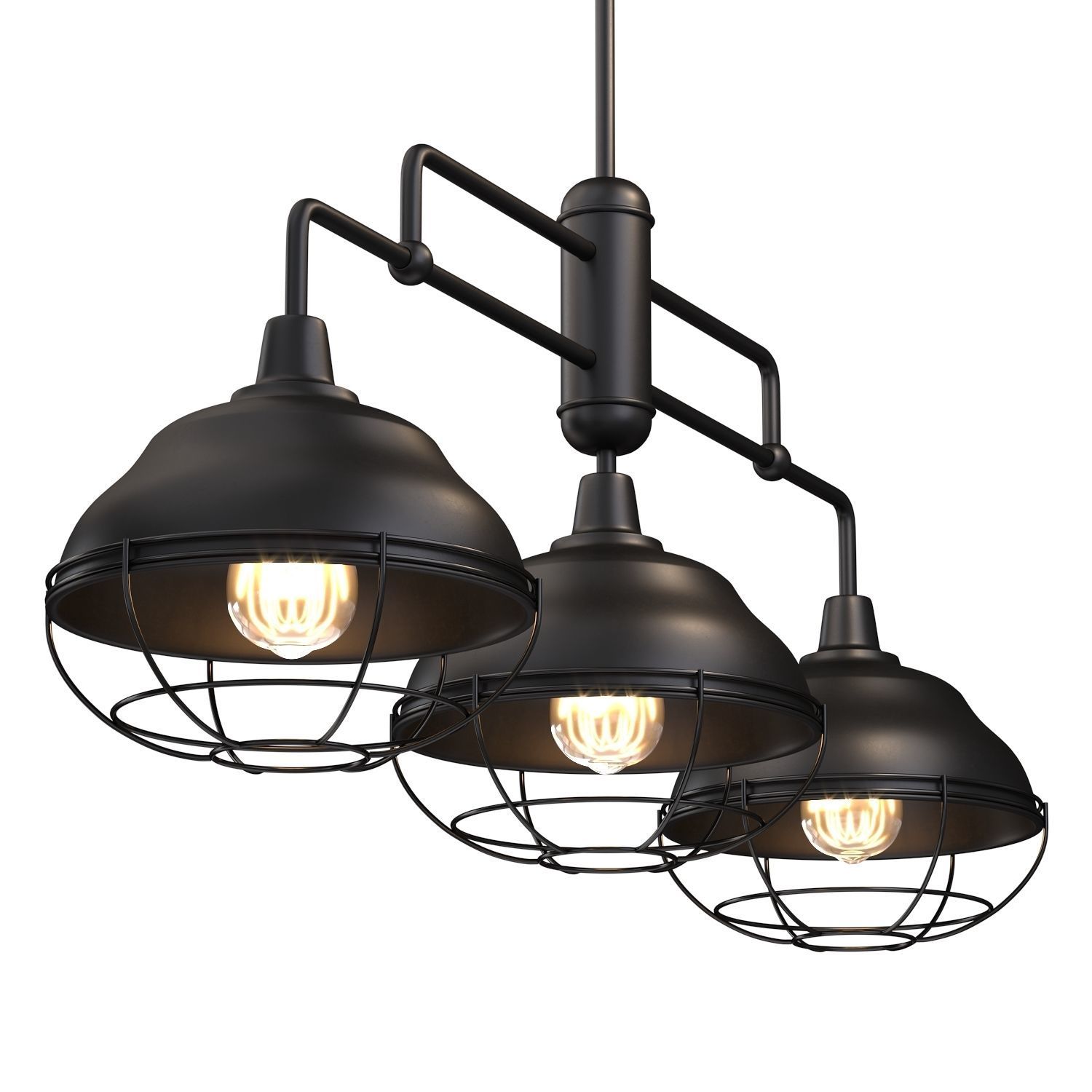 Levi Industrial Farmhouse Iron Linear LED Pendant by Jonathan Y Low-poly 3D model_1