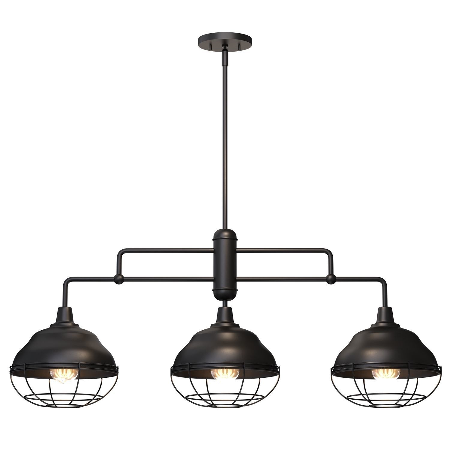 Levi Industrial Farmhouse Iron Linear LED Pendant by Jonathan Y Low-poly 3D model_2