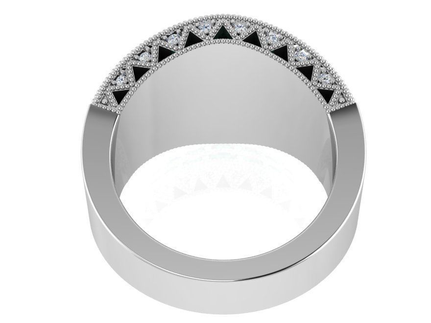 2-Row green and white diamond ring 2984 3D print model 3D print model_3