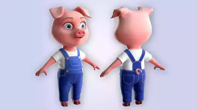 Cartoon Pig Cloth Low-poly 3D model