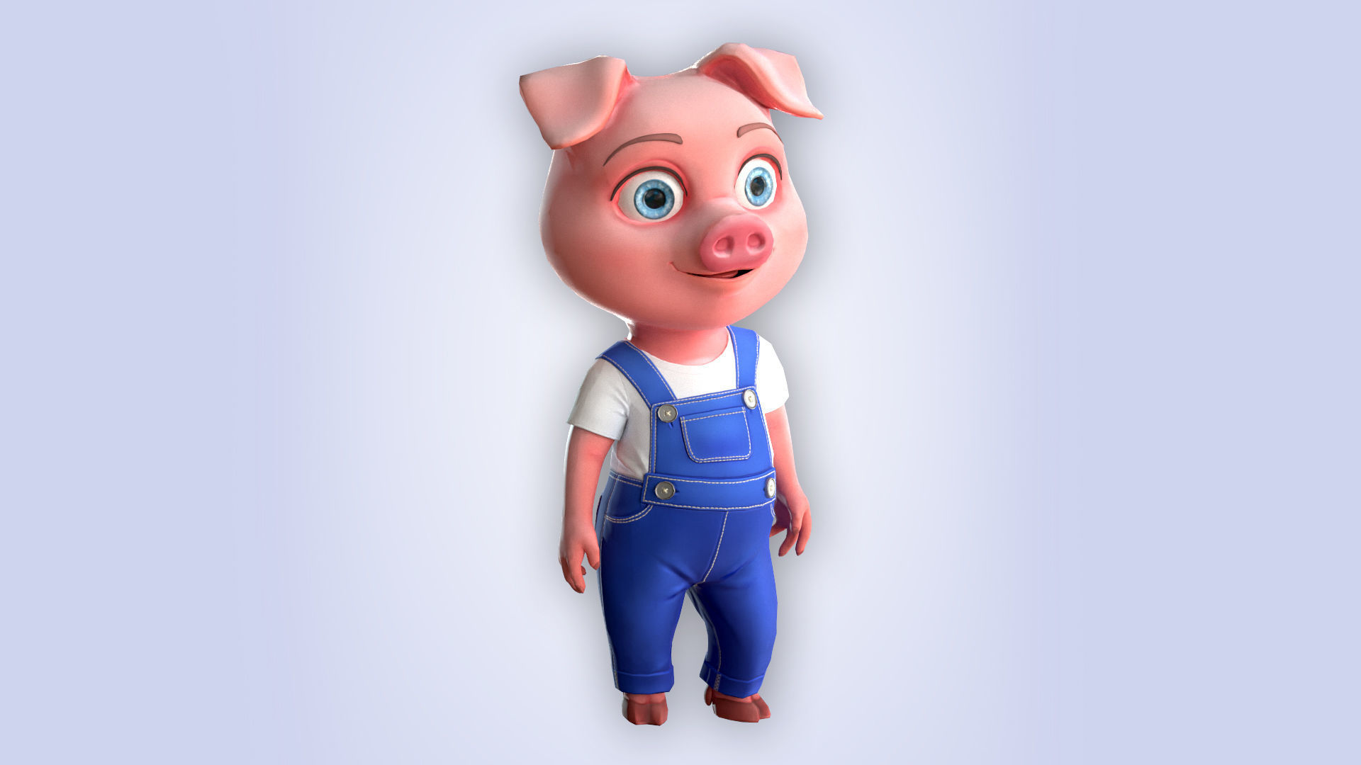 Cartoon Pig Cloth Low-poly 3D model_4