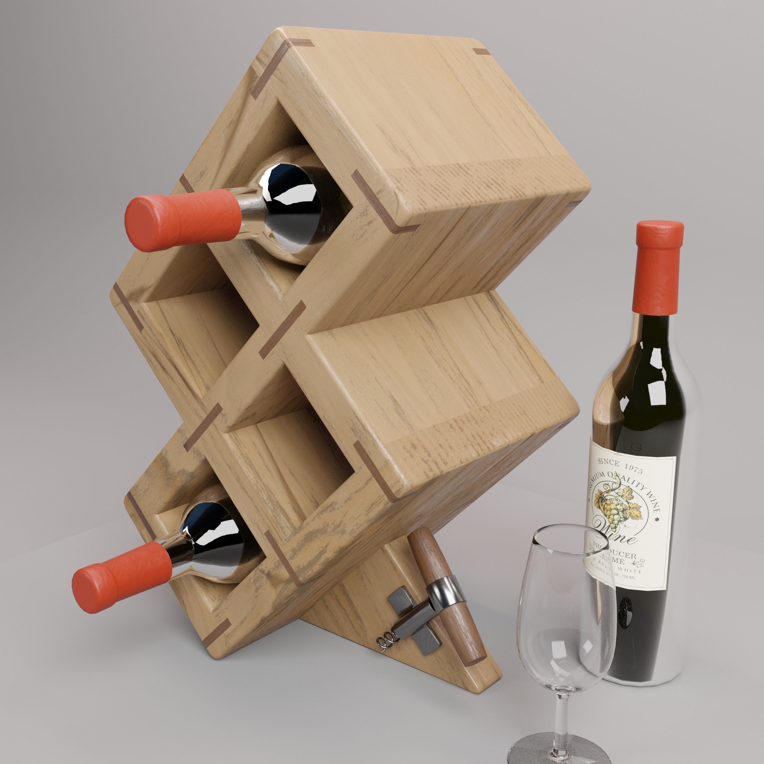 Wine Rack 3D  Wine Shelf  WS-1 3D model_2