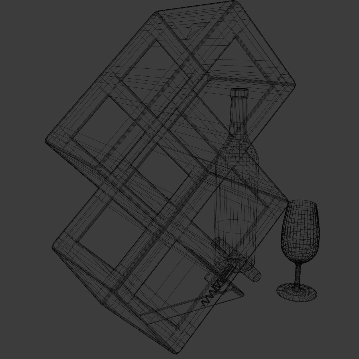 Wine Rack 3D  Wine Shelf  WS-1 3D model_6