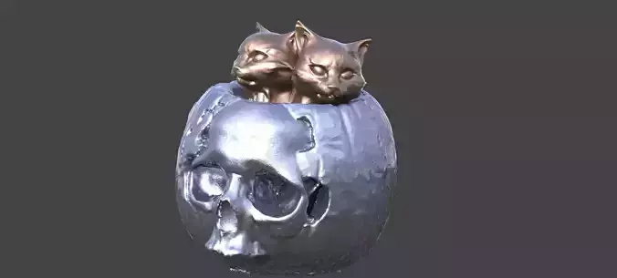 Halloween pumpkin with cats 2