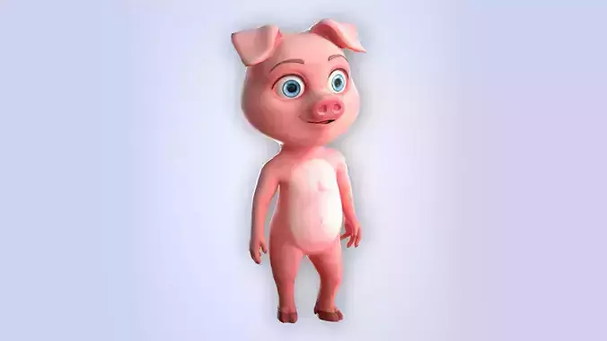 Cartoon Pig Nature Low-poly 3D model