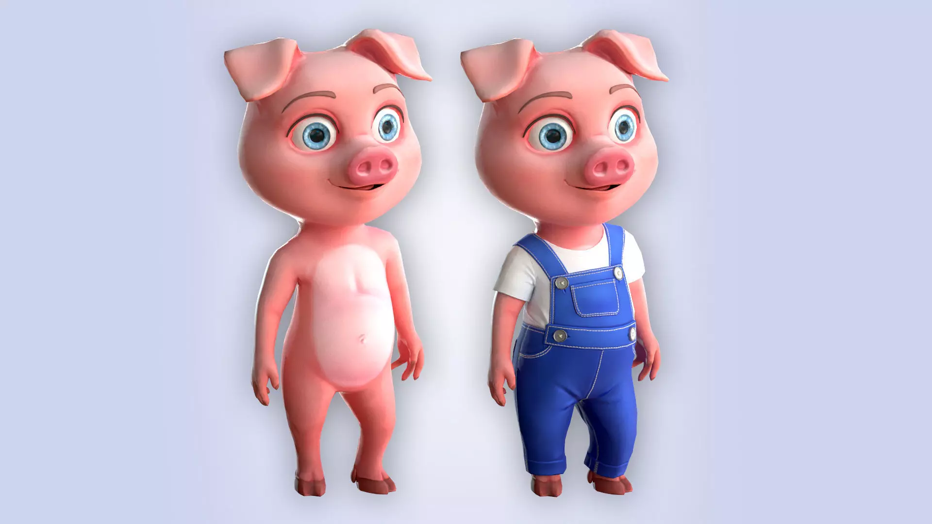 Cartoon Pig Set 3D Model Collection_0
