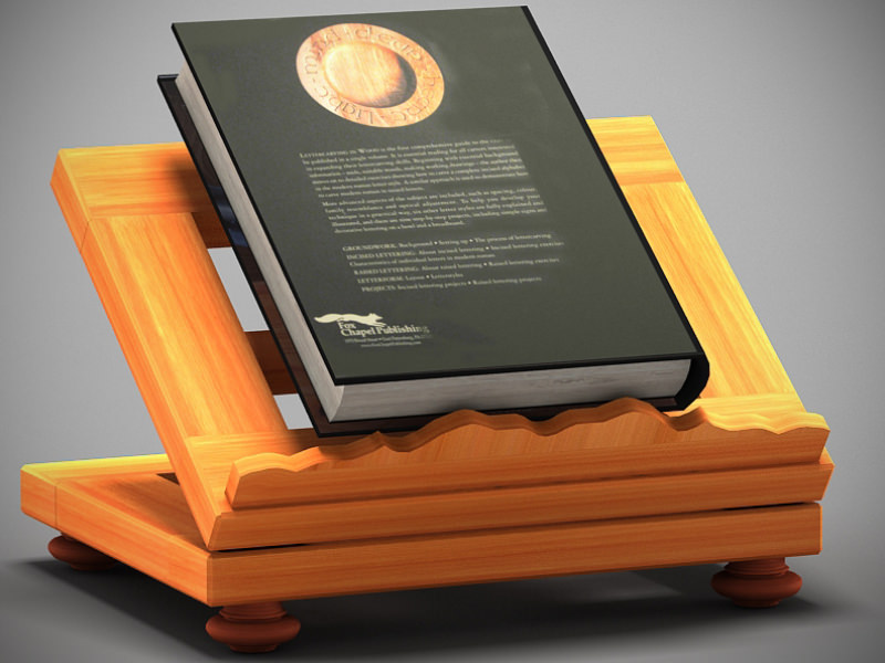 Book on lectern 3D model_3