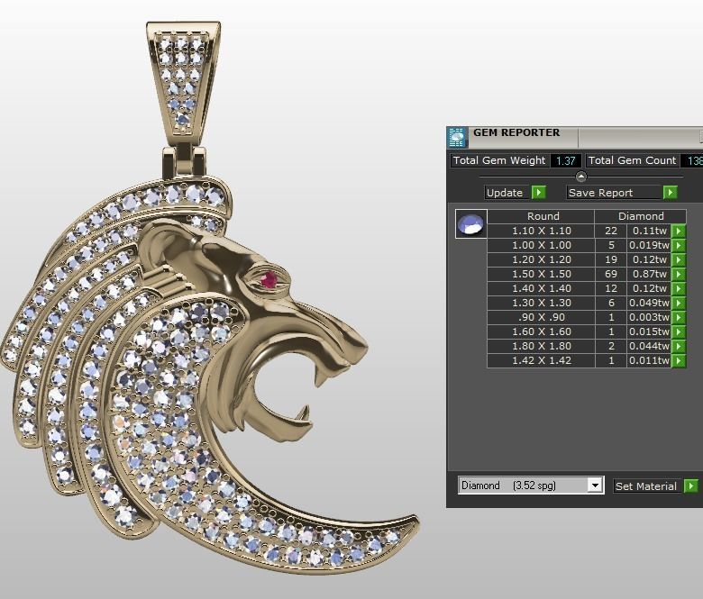 lion pendant 3D print model_5