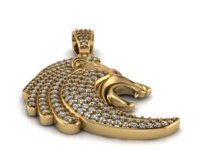 lion pendant 3D print model_11