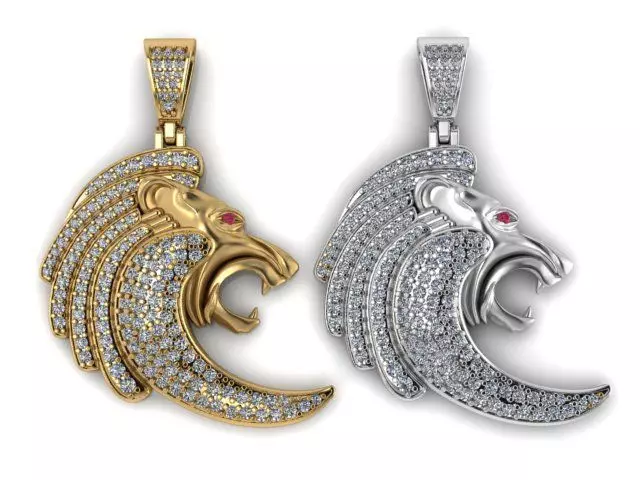 lion pendant 3D print model_0