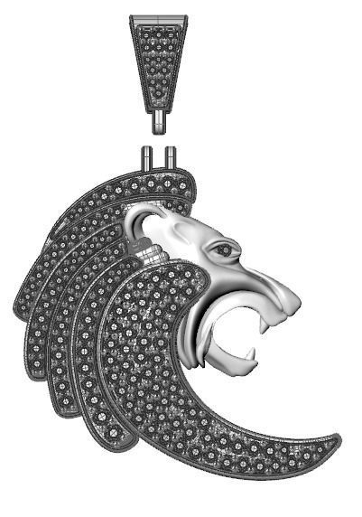 lion pendant 3D print model_7