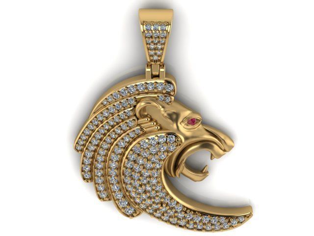 lion pendant 3D print model_10