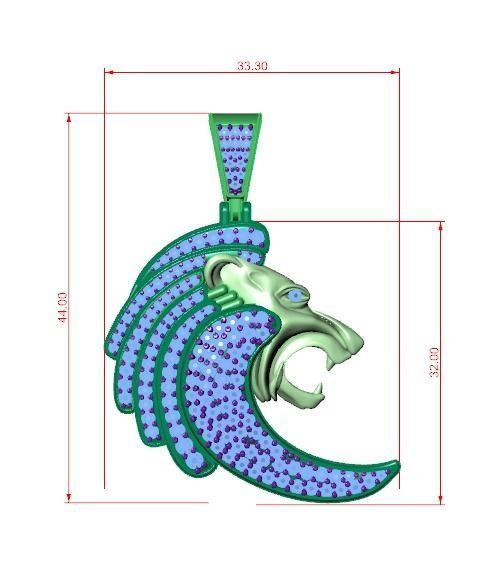 lion pendant 3D print model_3