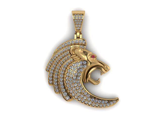 lion pendant 3D print model_4