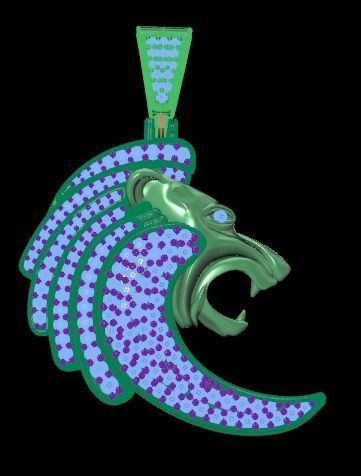 lion pendant 3D print model_2