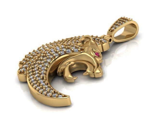 lion pendant 3D print model_6