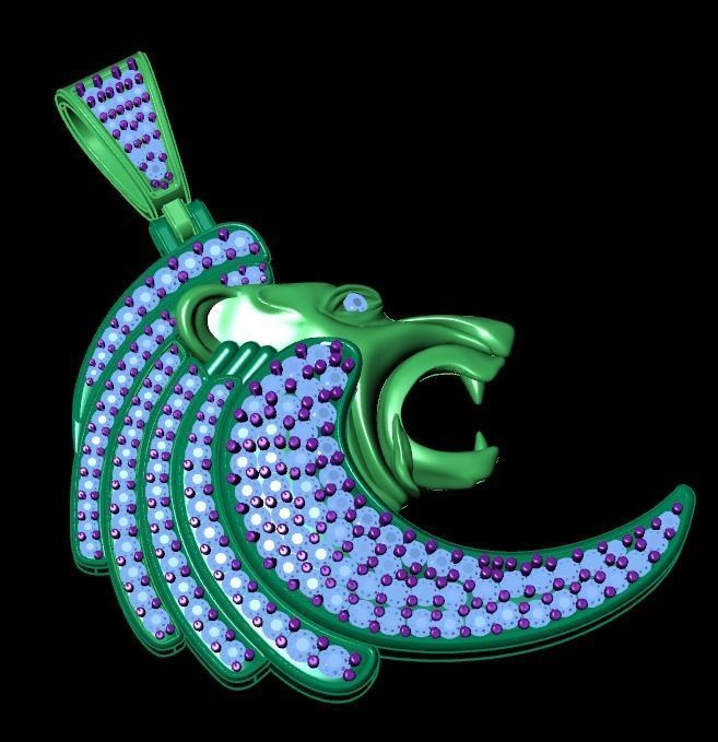 lion pendant 3D print model_14