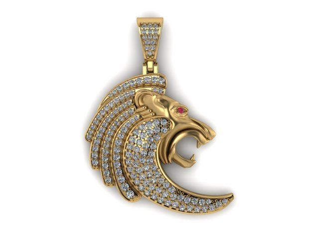 lion pendant 3D print model_9