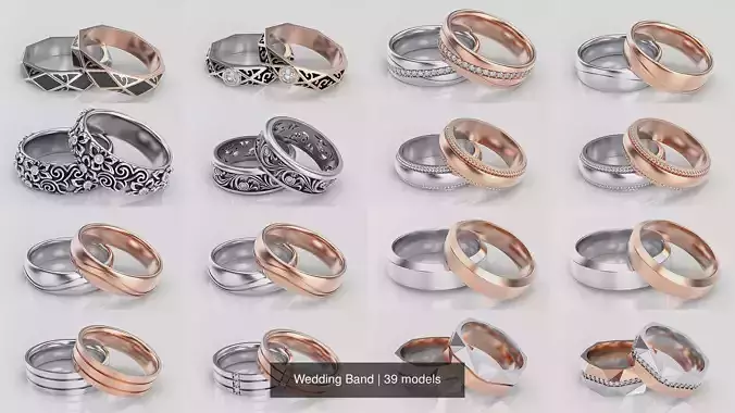 Wedding Band 3D Model Collection