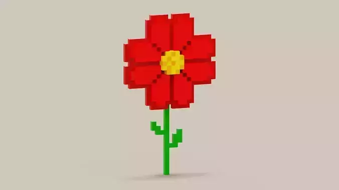Voxel Red Daisy
