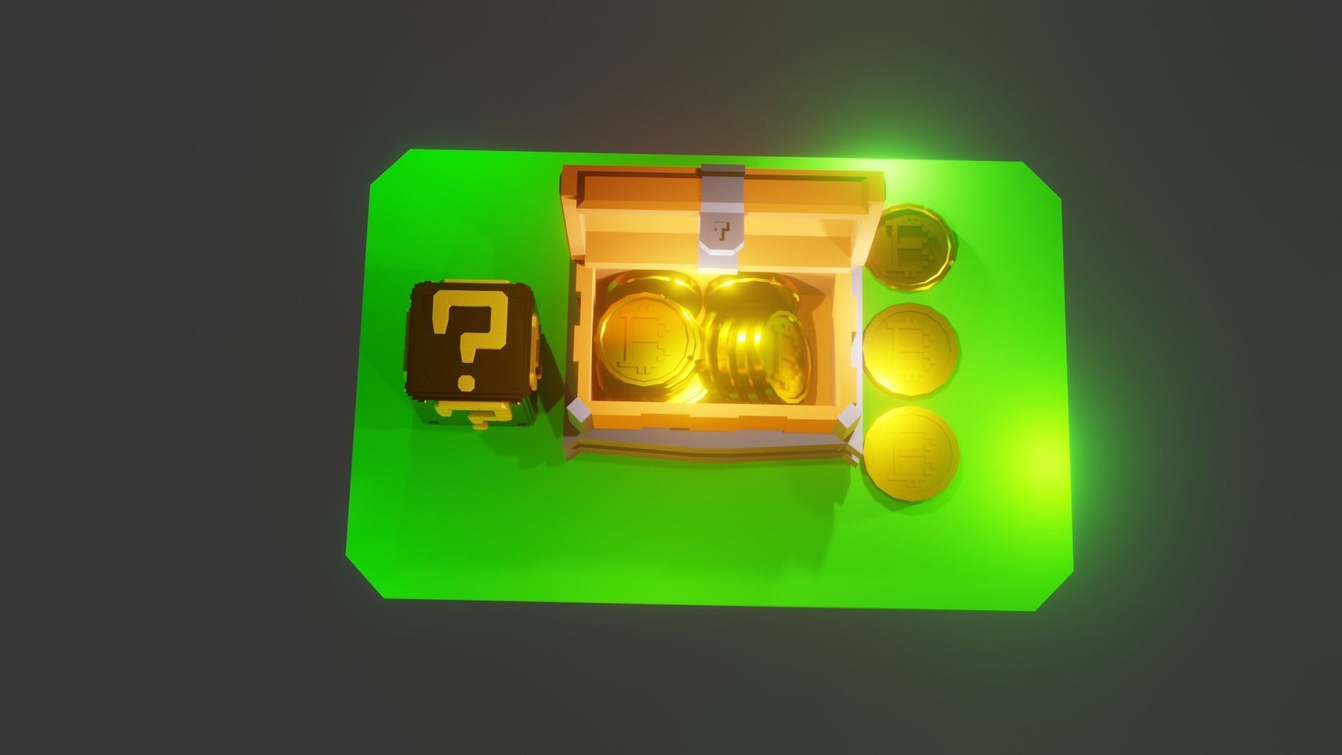 Gold Bitcoin chest for game  Free low-poly 3D model_4