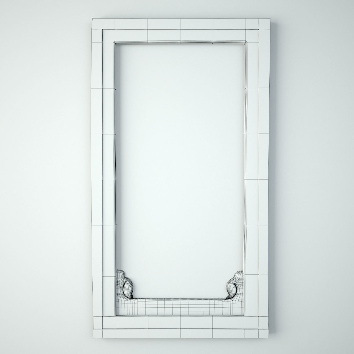 Antique Raja Window Mirror 3D model_2