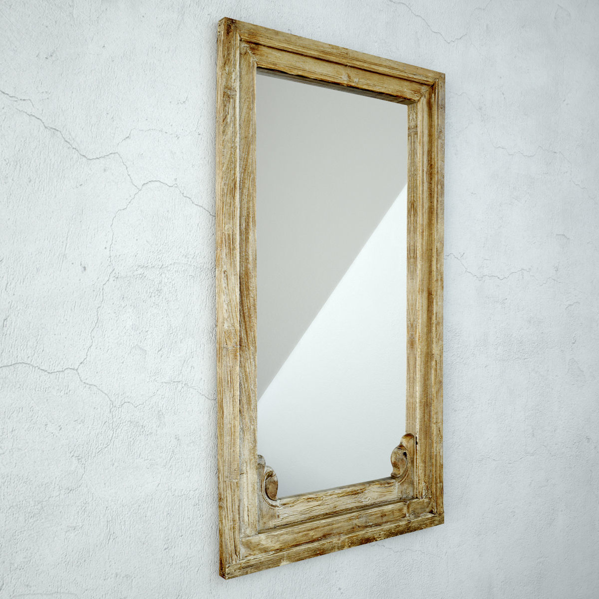 Antique Raja Window Mirror 3D model_3