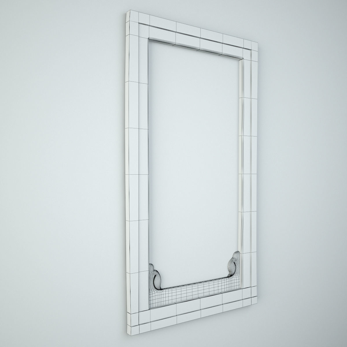Antique Raja Window Mirror 3D model_4