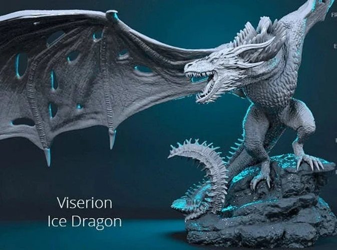 VISERION ICE DRAGON 3D STL MODEL PRINT GAMES OF THRONES 3D model 3D printable CGTrader