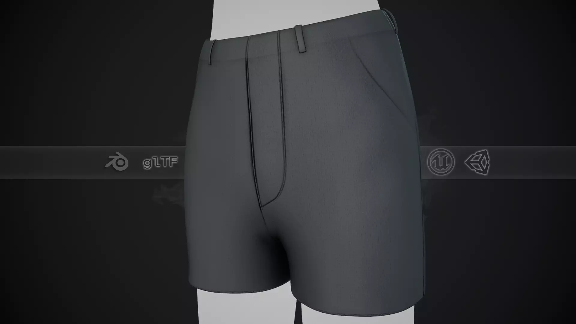 Black Shorts Style 1 Low-poly 3D model_0