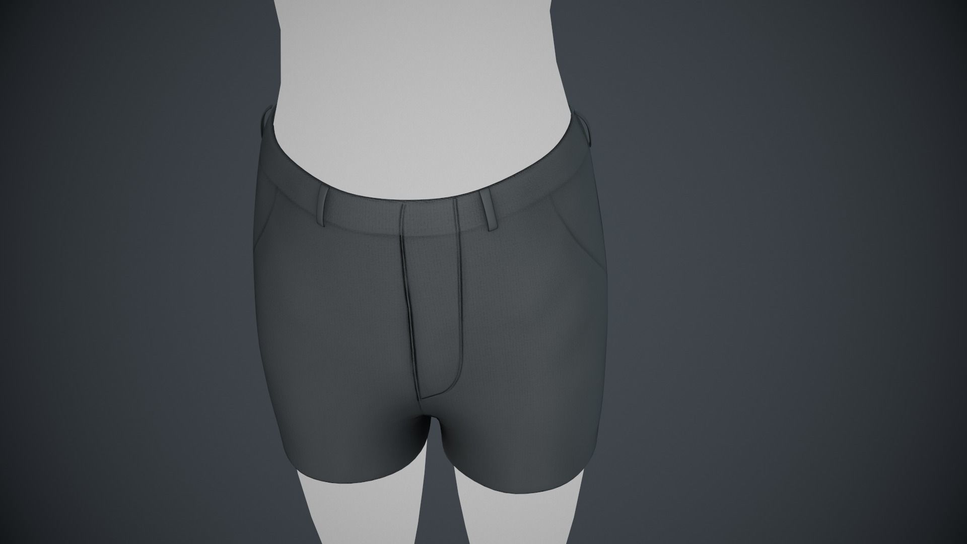 Black Shorts Style 1 Low-poly 3D model_8