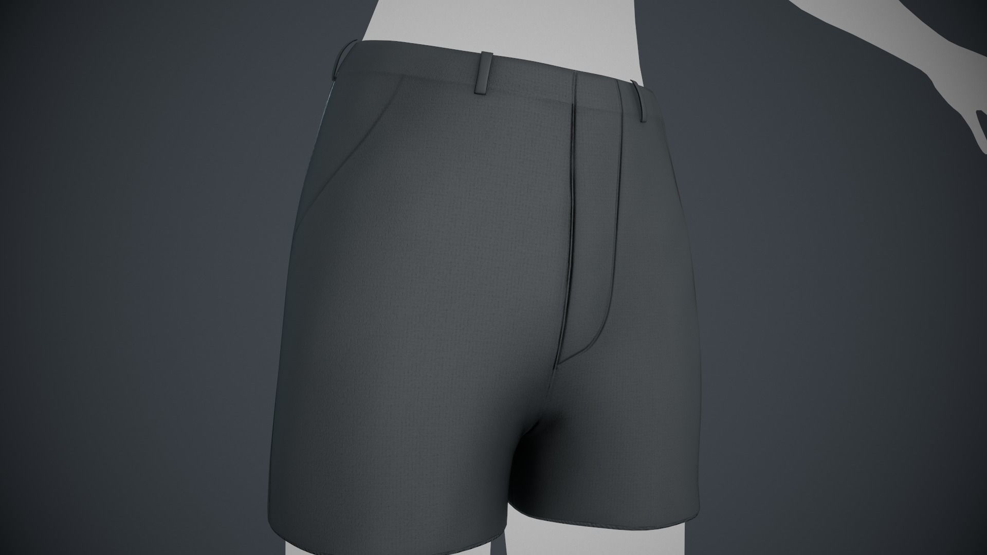 Black Shorts Style 1 Low-poly 3D model_9