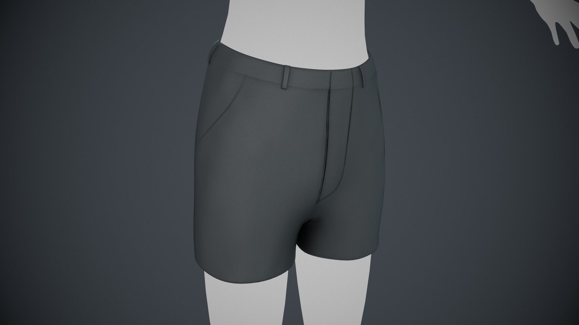 Black Shorts Style 1 Low-poly 3D model_5