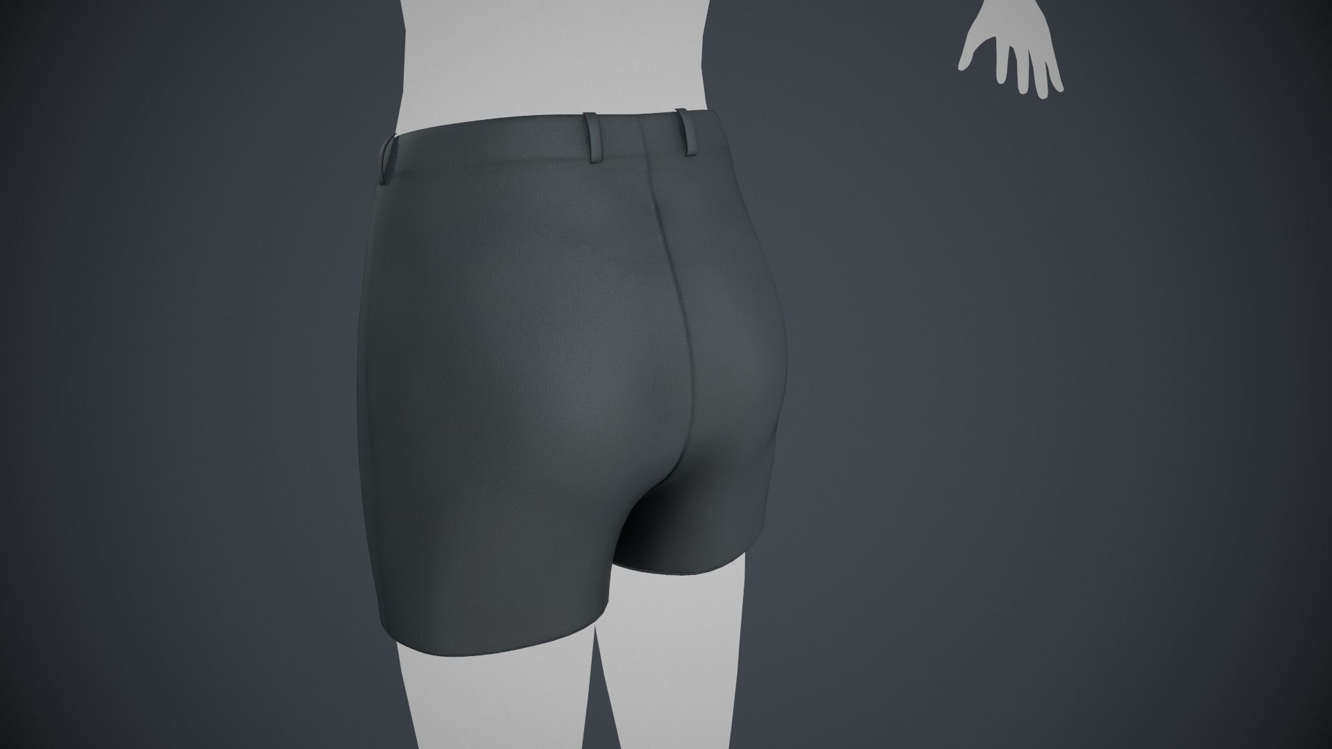 Black Shorts Style 1 Low-poly 3D model_3