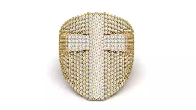 Diamond Cross Signet Ring 